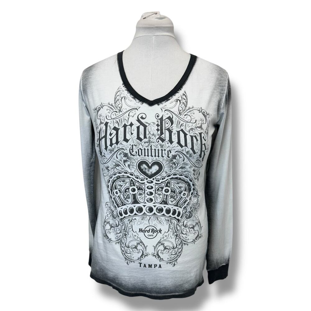 Hard Rock Couture Women’s Long Sleeve V Neck Graphic Tee Hard Rock Cafe - Tampa